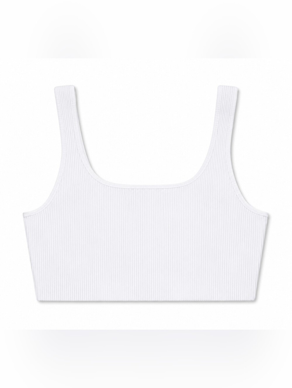 Babaton White Ribbed Square-Neck Crop Top 2XL